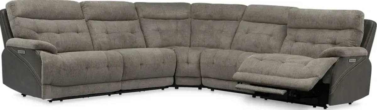 Beckett 5-Piece Dual-Power Reclining Sectional with 3 Reclining Seats - Gray