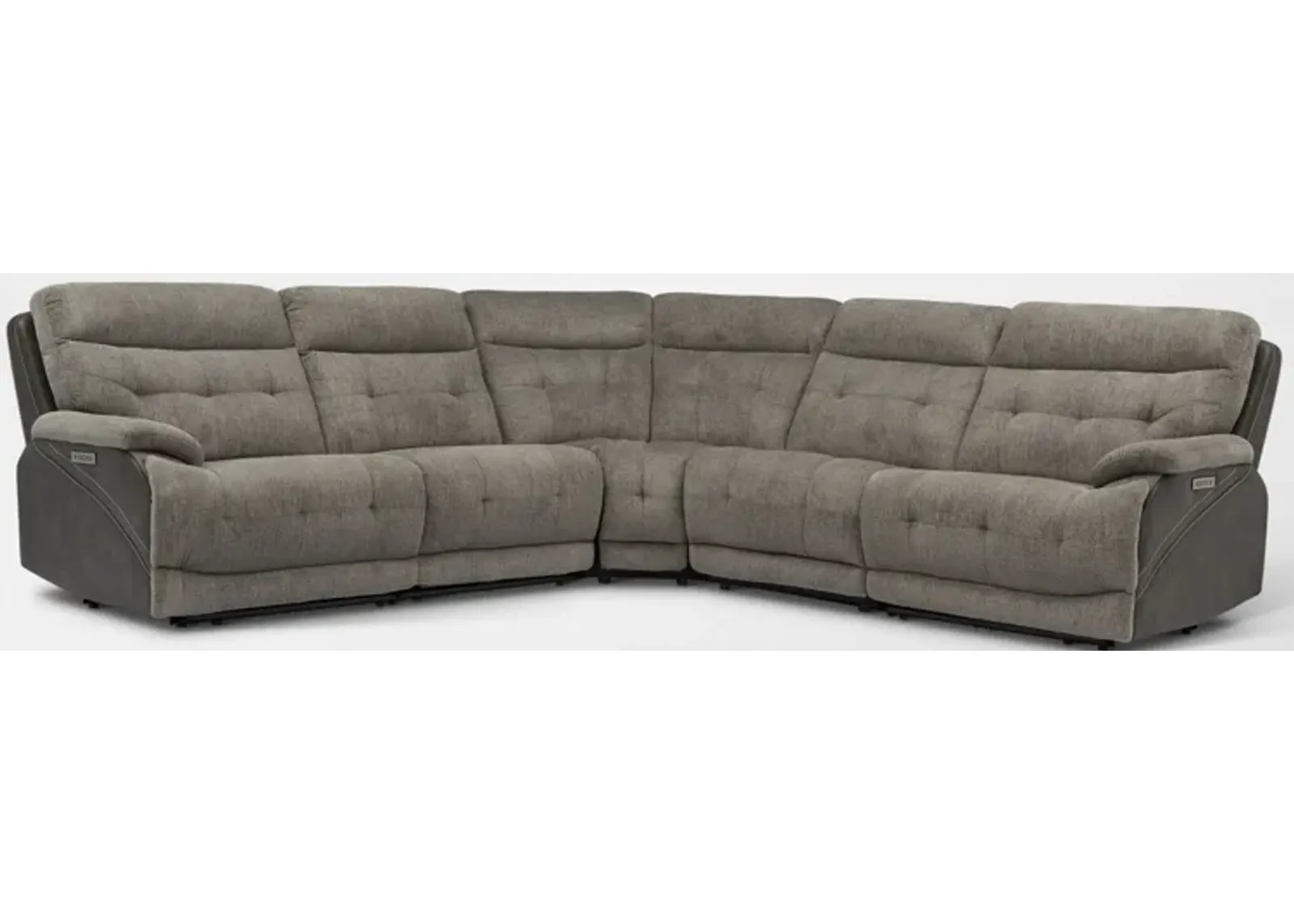 Beckett 5-Piece Dual-Power Reclining Sectional with 3 Reclining Seats - Gray