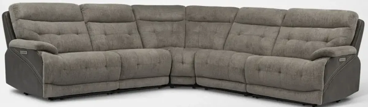 Beckett 5-Piece Dual-Power Reclining Sectional with 3 Reclining Seats - Gray