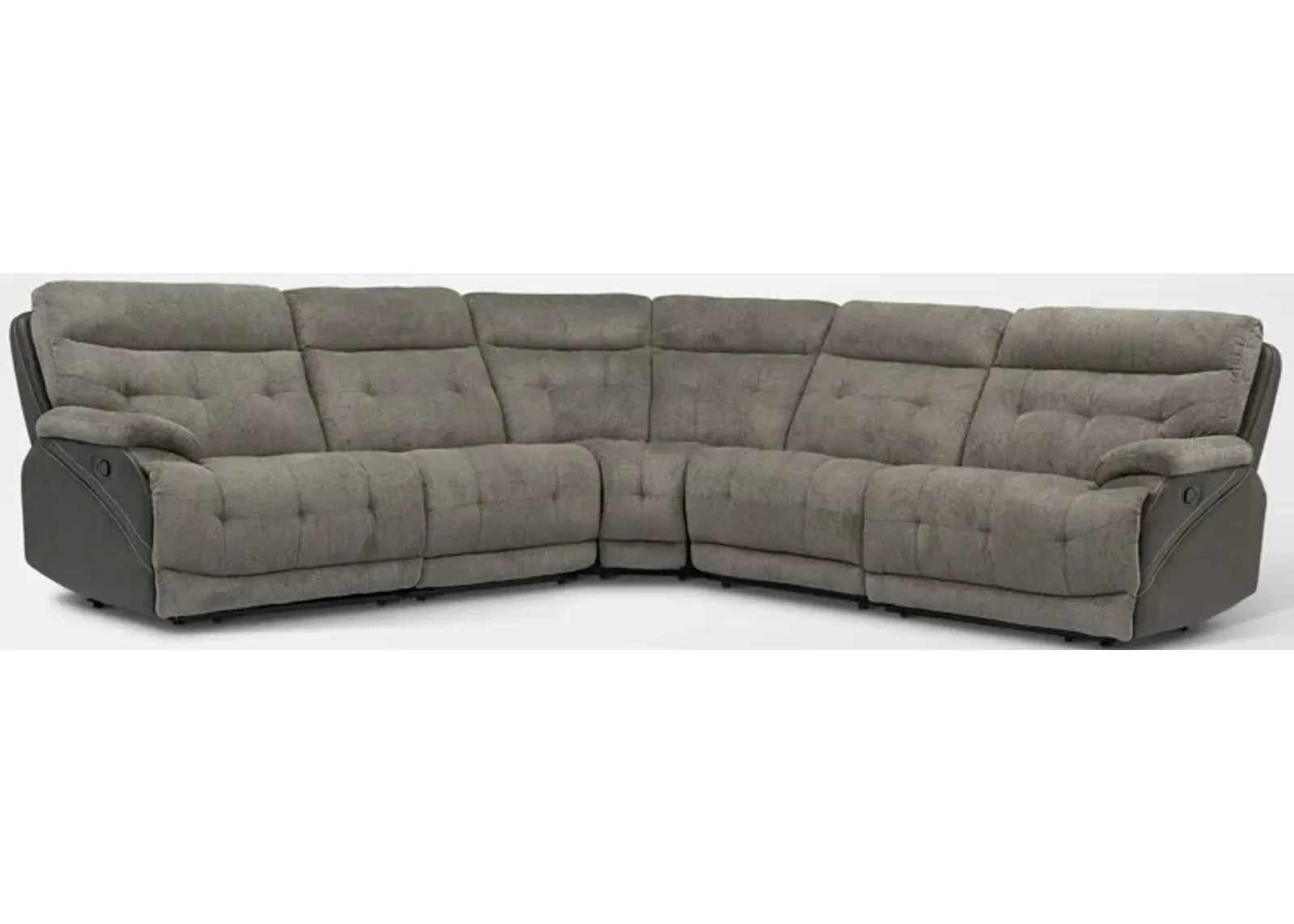 Beckett 5-Piece Manual Reclining Sectional with 3 Reclining Seats - Gray