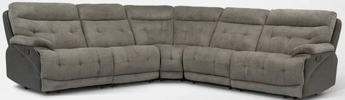 Beckett 5-Piece Manual Reclining Sectional with 3 Reclining Seats - Gray