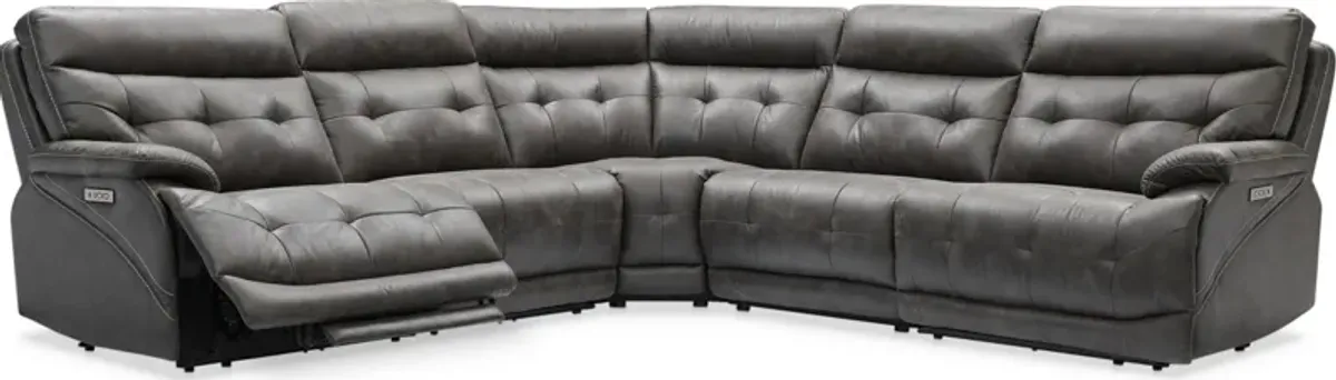 Beckett 5-Piece Dual-Power Reclining Sectional with 3 Reclining Seats - Charcoal