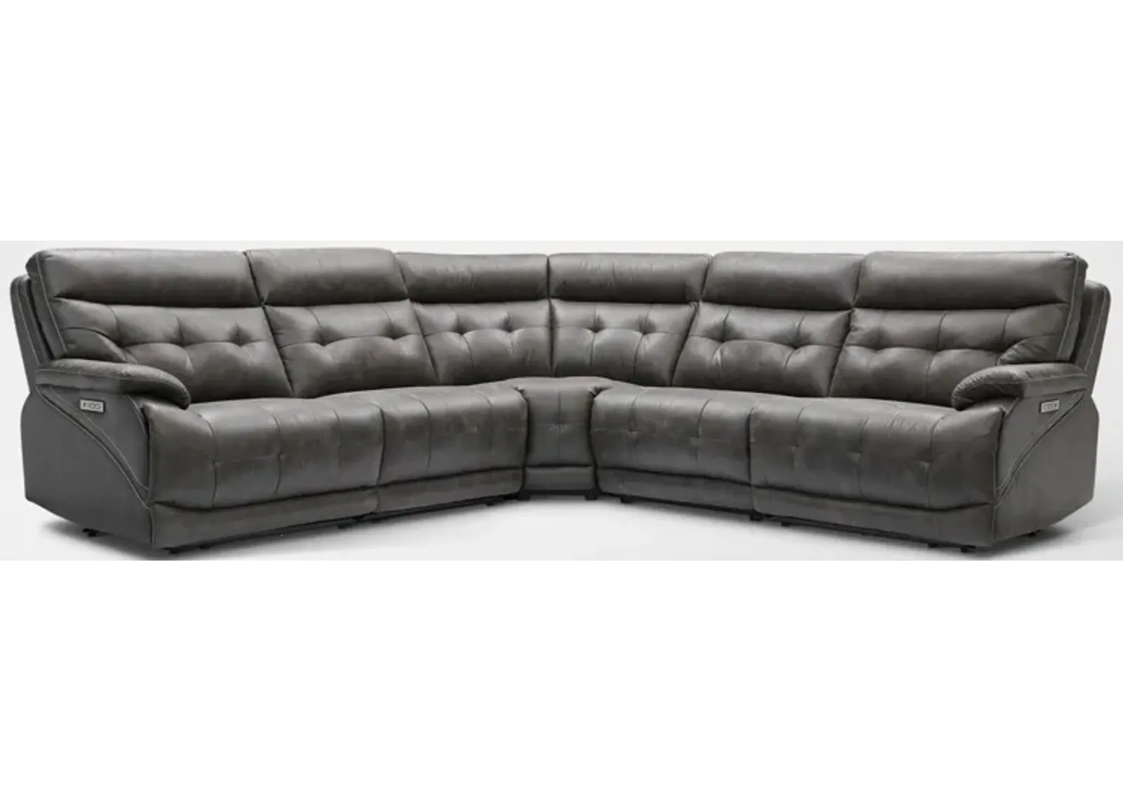 Beckett 5-Piece Dual-Power Reclining Sectional with 3 Reclining Seats - Charcoal