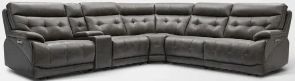 Beckett 6-Piece Dual-Power Reclining Sectional with 3 Reclining Seats - Charcoal