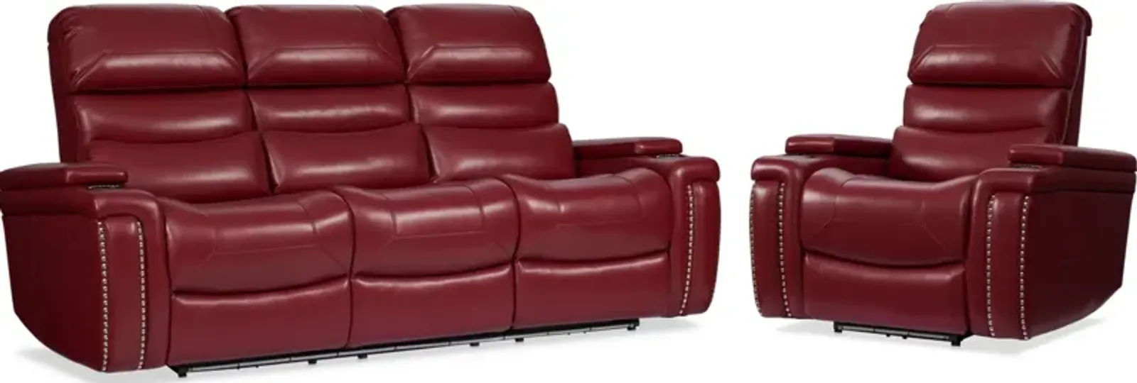 Jackson Triple-Power Reclining Sofa and Recliner - Red