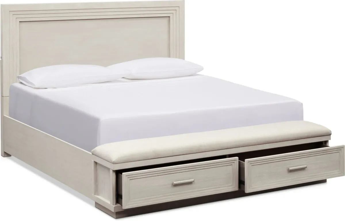 Arielle King Storage Bed - Parchment