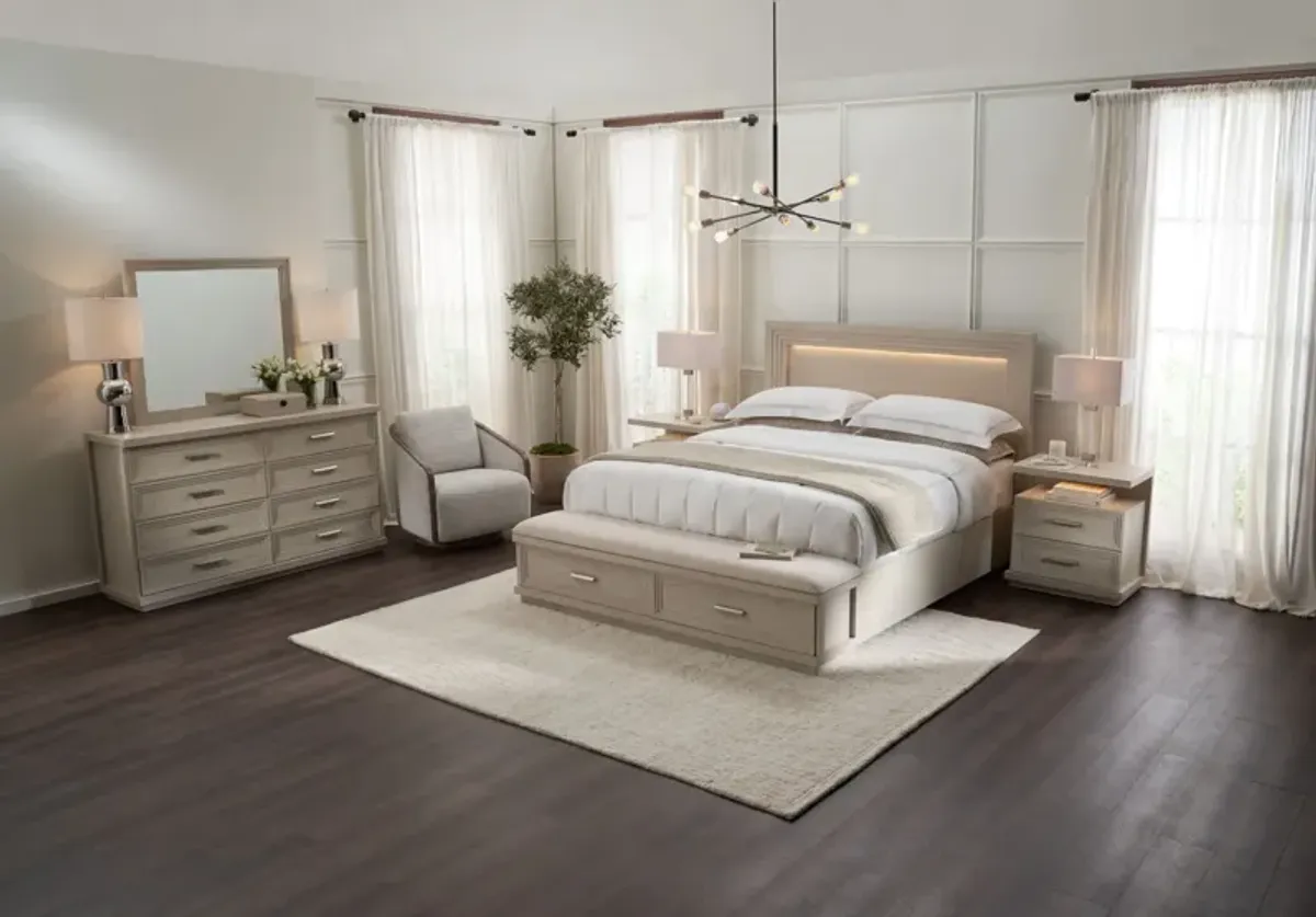 Arielle King Storage Bed - Parchment