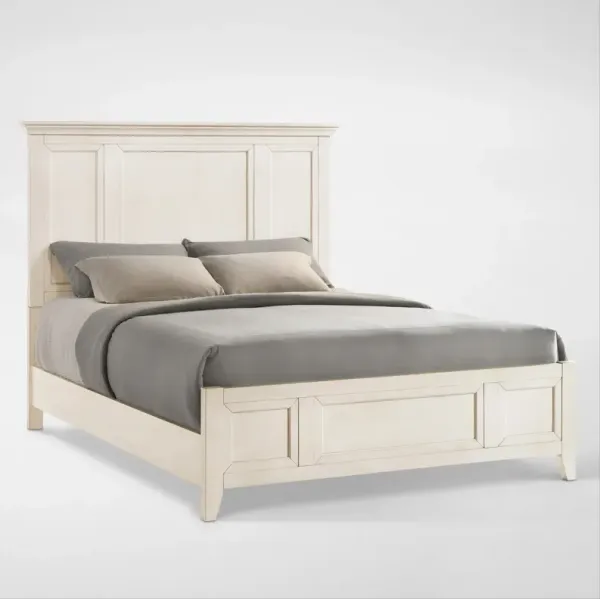 Lincoln Solid Wood Queen Panel Bed - White