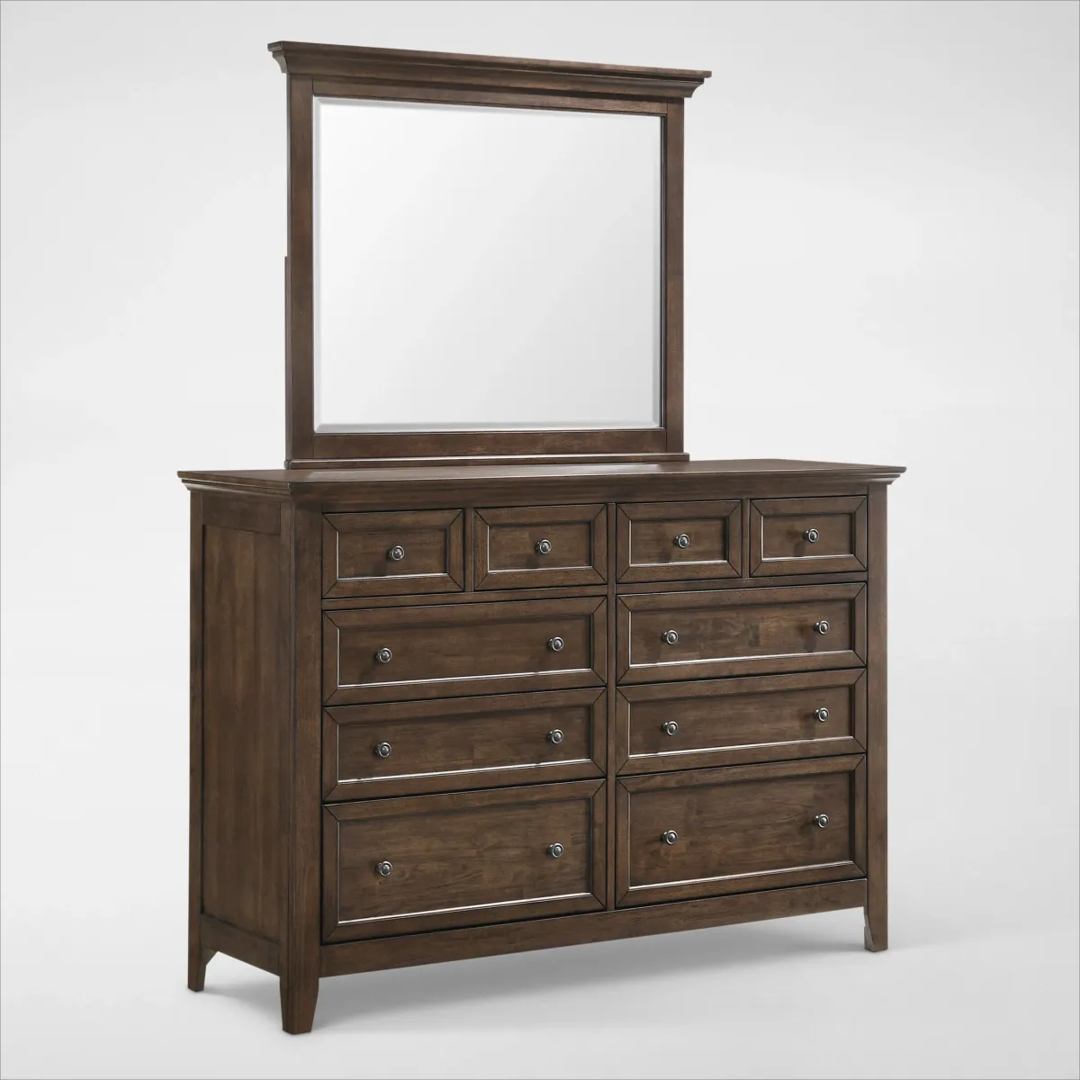 Lincoln 6-Piece King Bedroom Set with Nightstand,Dresser and Mirror - Hickory