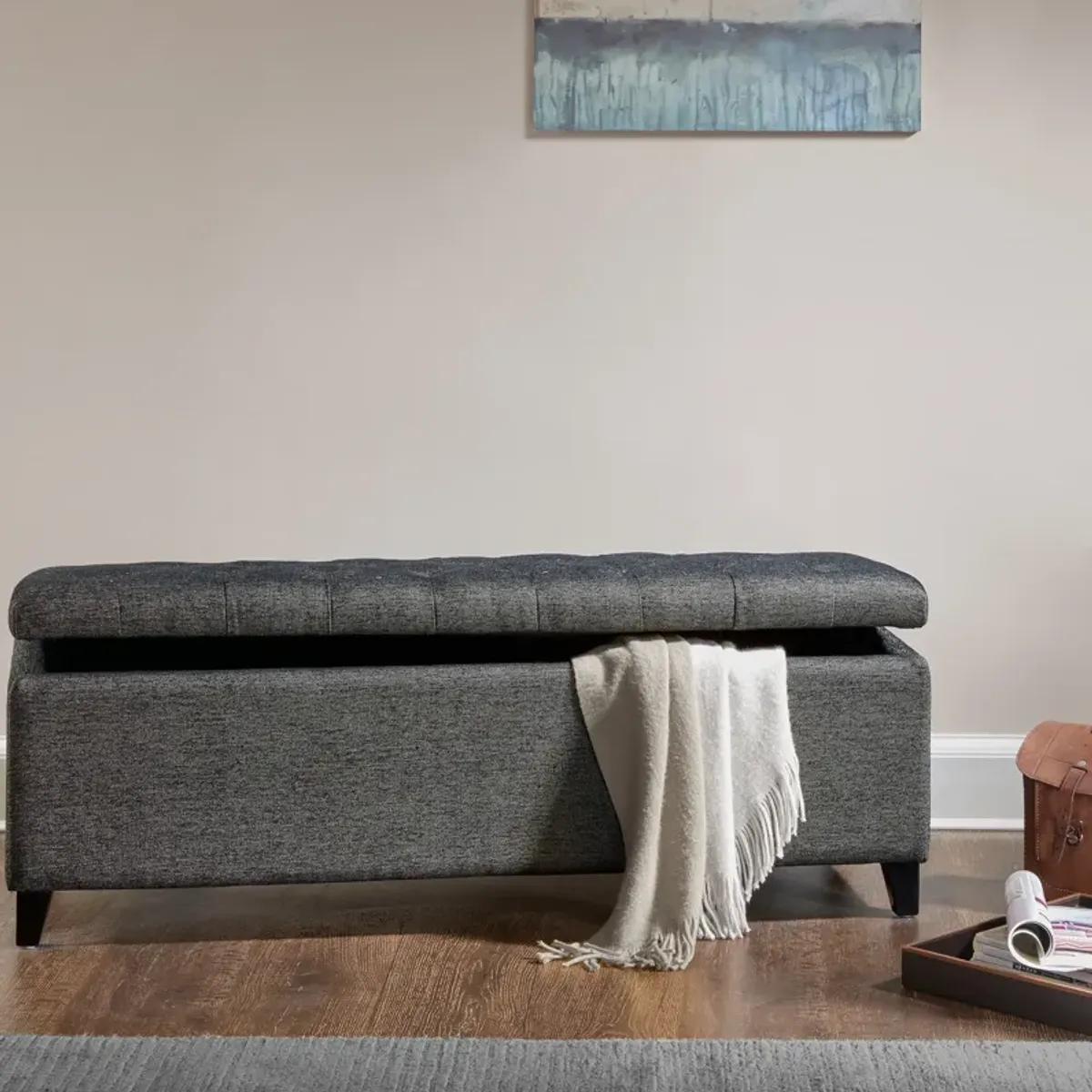 Wilmer Storage Bench - Charcoal