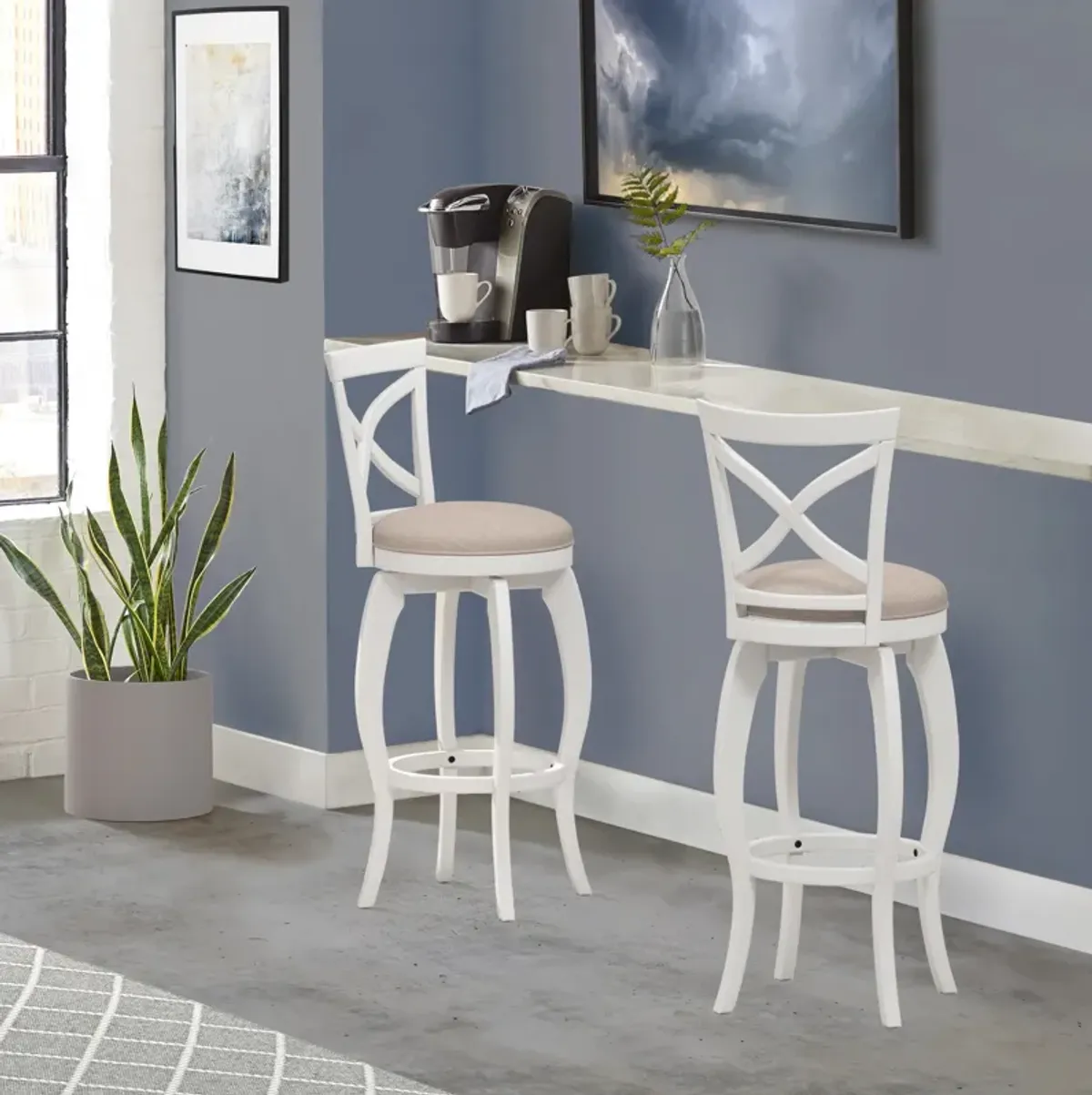 Positano Swivel Bar Stool - White