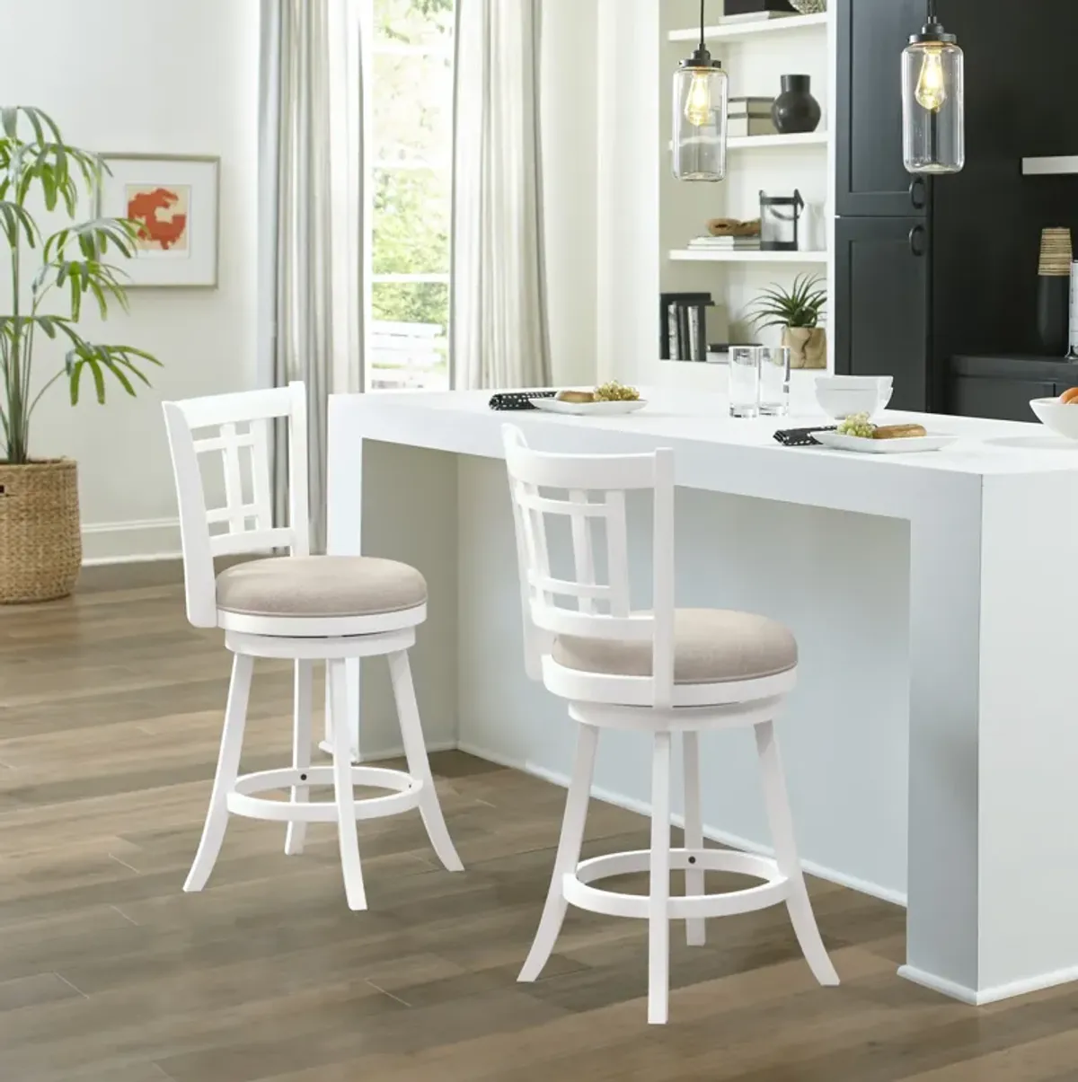 Genoa Swivel Counter-Height Stool - White