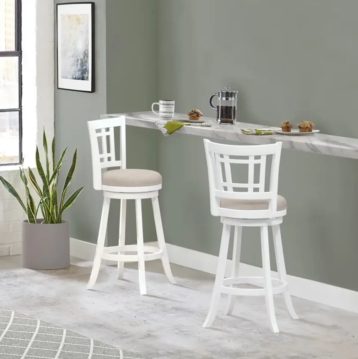 Genoa Swivel Bar Stool - White