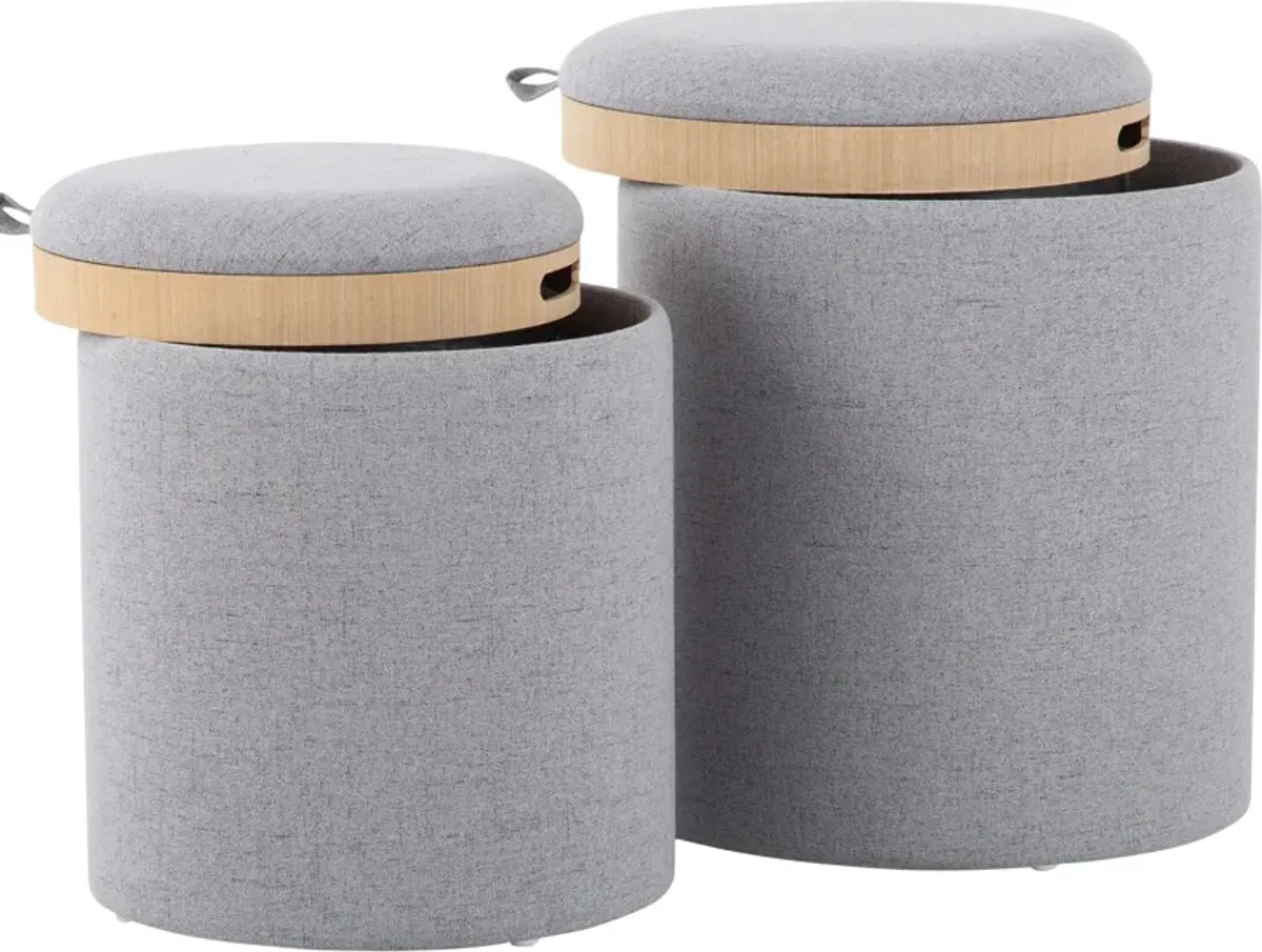 Trey Set of 2 Nesting Ottomans - Gray