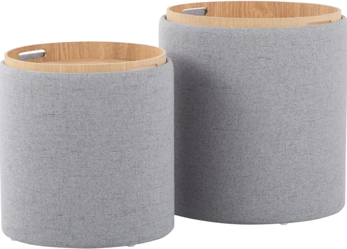 Trey Set of 2 Nesting Ottomans - Gray