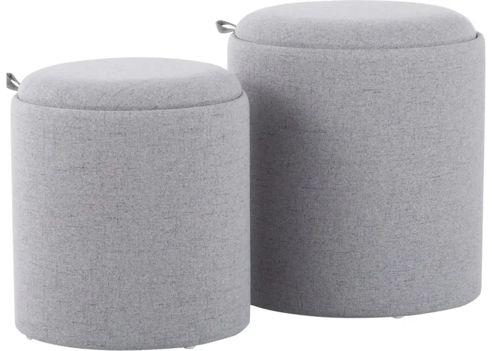 Trey Set of 2 Nesting Ottomans - Gray