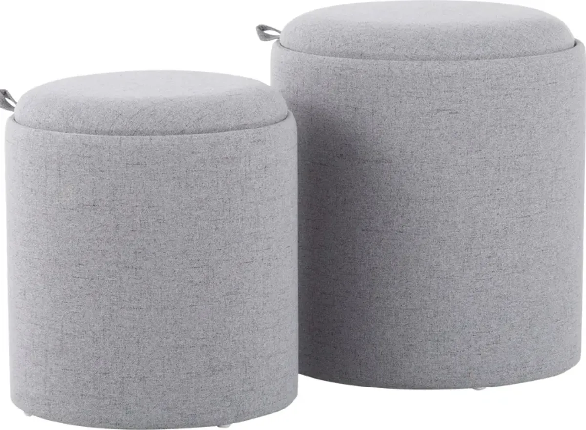 Trey Set of 2 Nesting Ottomans - Gray