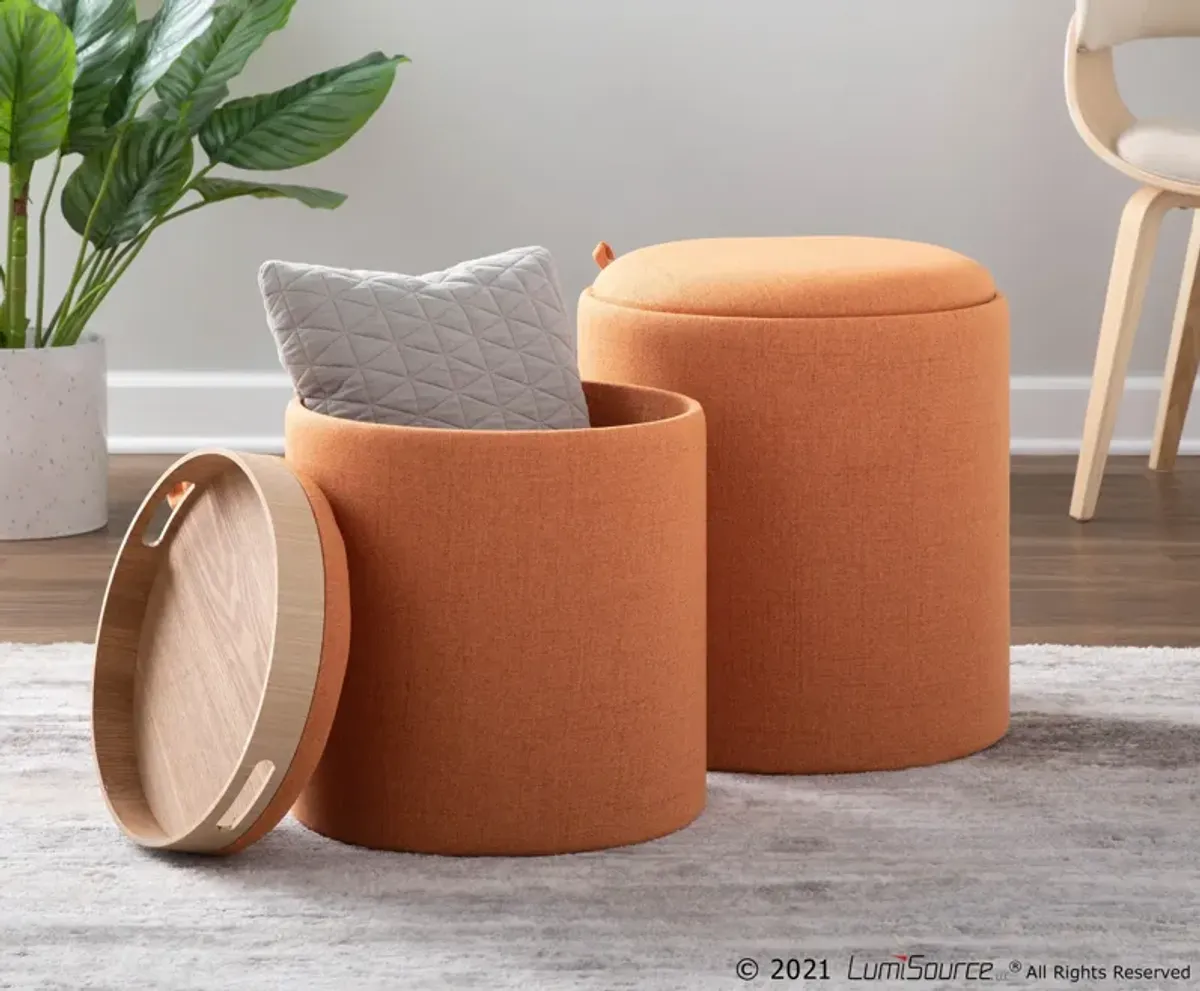 Trey Set of 2 Nesting Ottomans - Orange