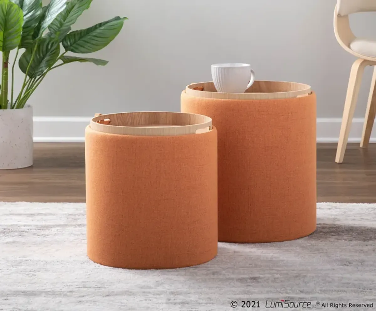 Trey Set of 2 Nesting Ottomans - Orange