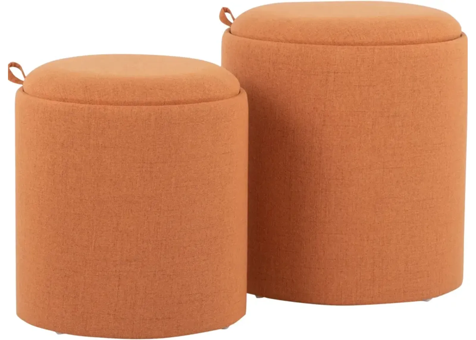 Trey Set of 2 Nesting Ottomans - Orange