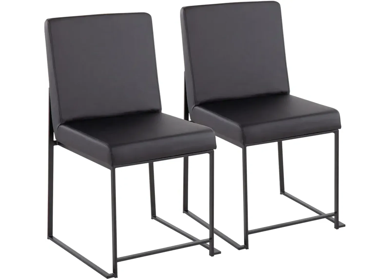 Reine Set of 2 Vegan Leather Dining Chairs - Black/Black