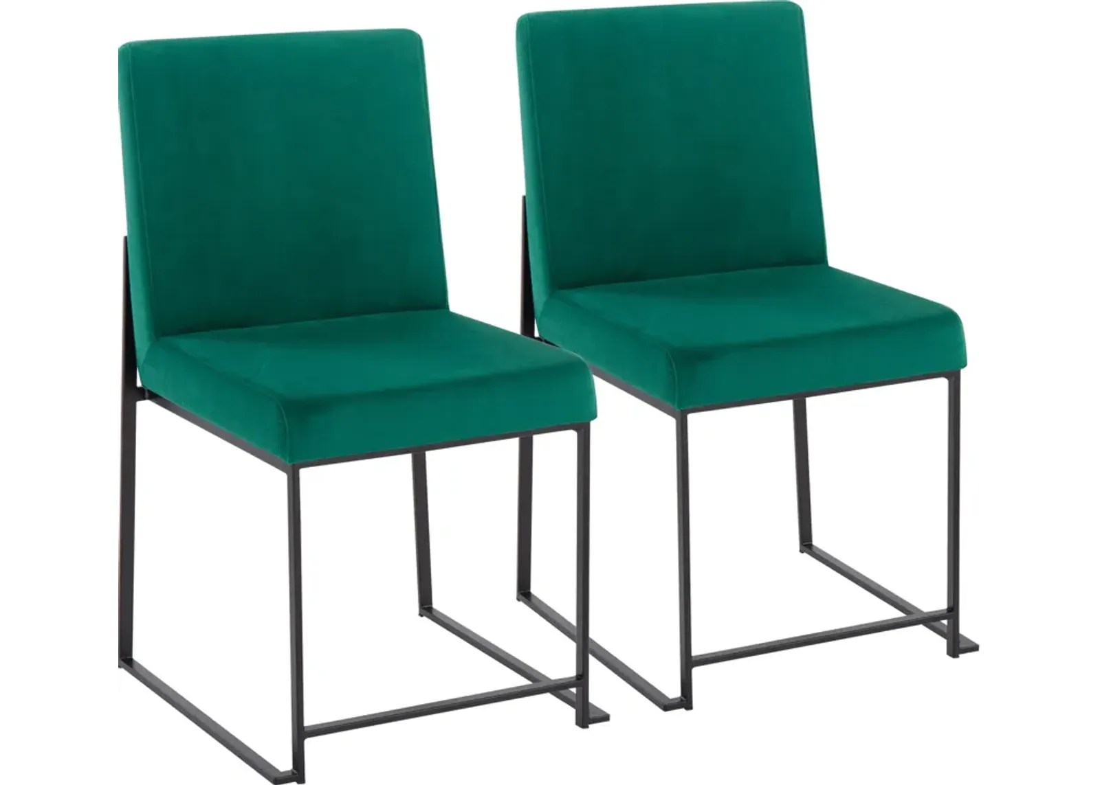 Reine Set of 2 Velvet Dining Chairs - Black/Green