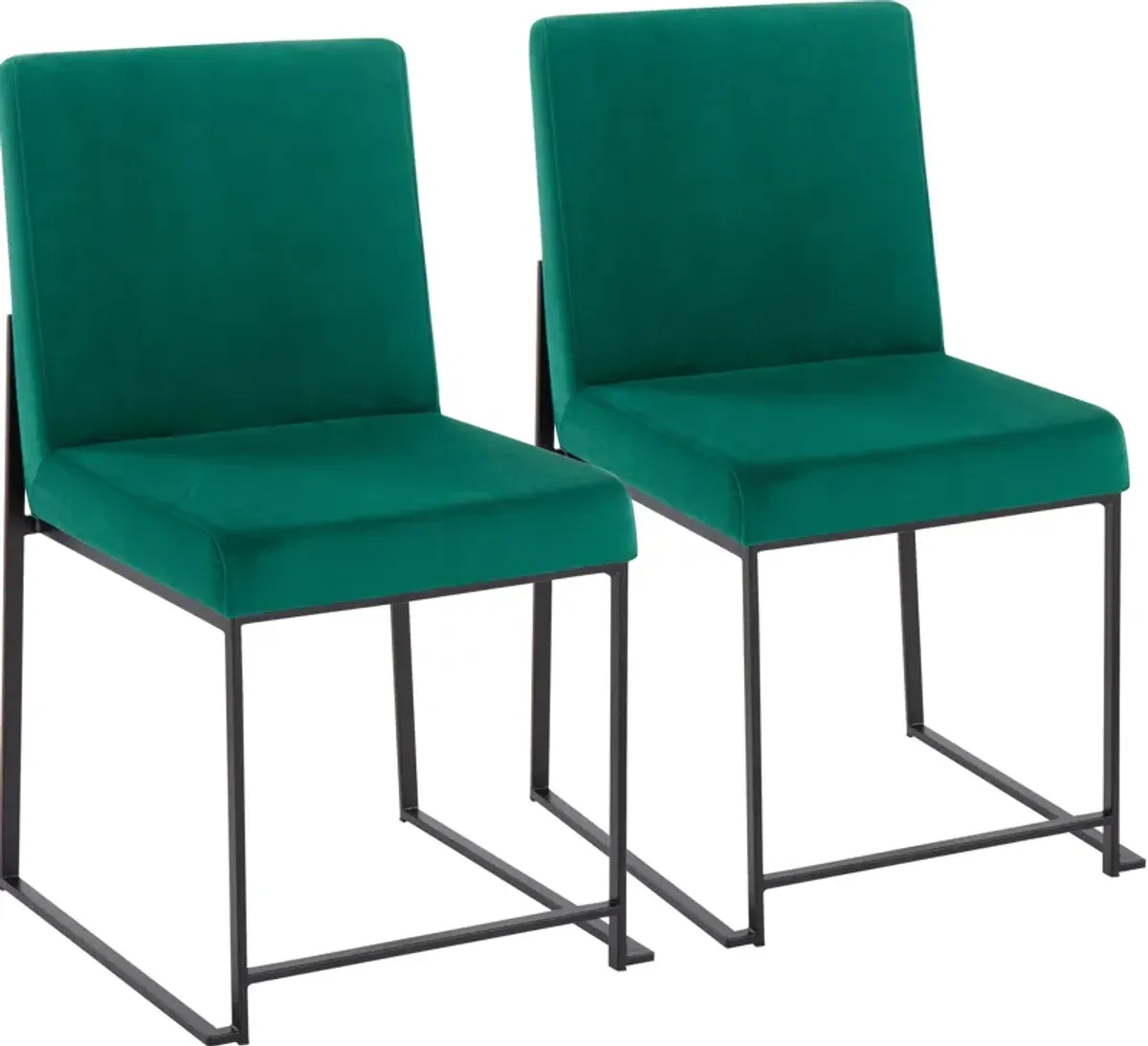 Reine Set of 2 Velvet Dining Chairs - Black/Green