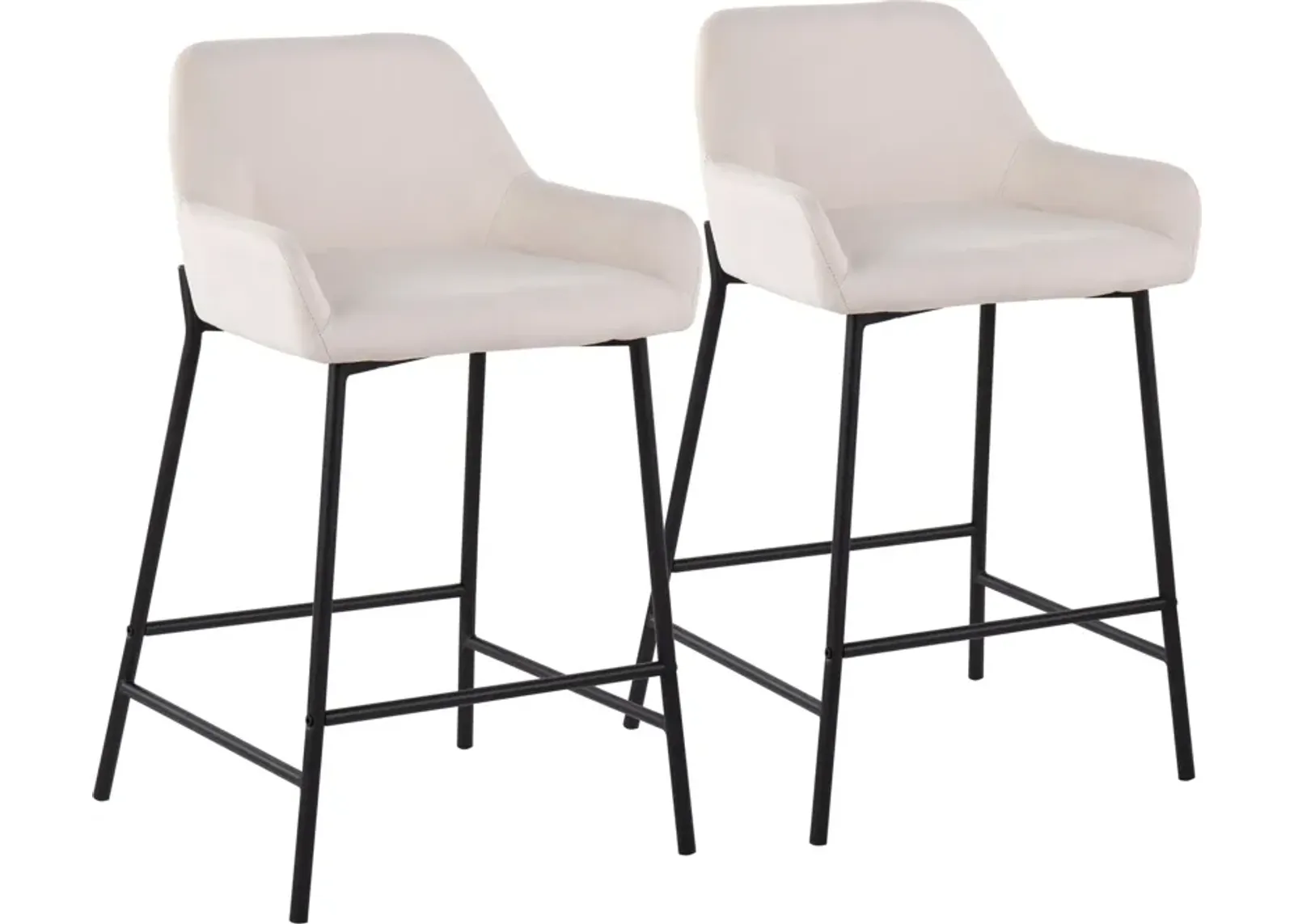 Prague Set of 2 Counter-Height Stools - Black/Cream