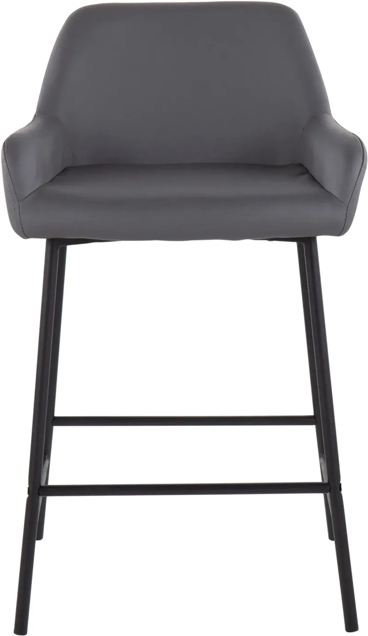 Prague Set of 2 Vegan Leather Counter-Height Stools - Black/Gray