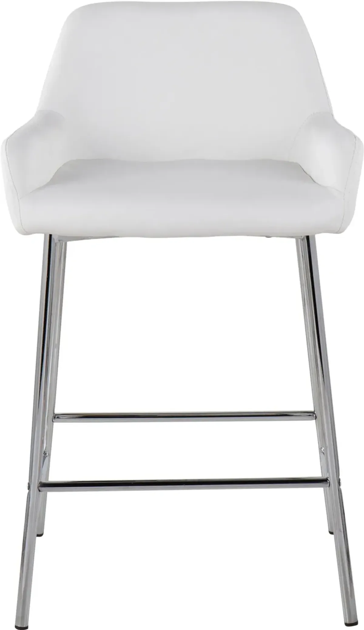 Prague Set of 2 Vegan Leather Counter-Height Stools - Chrome/White