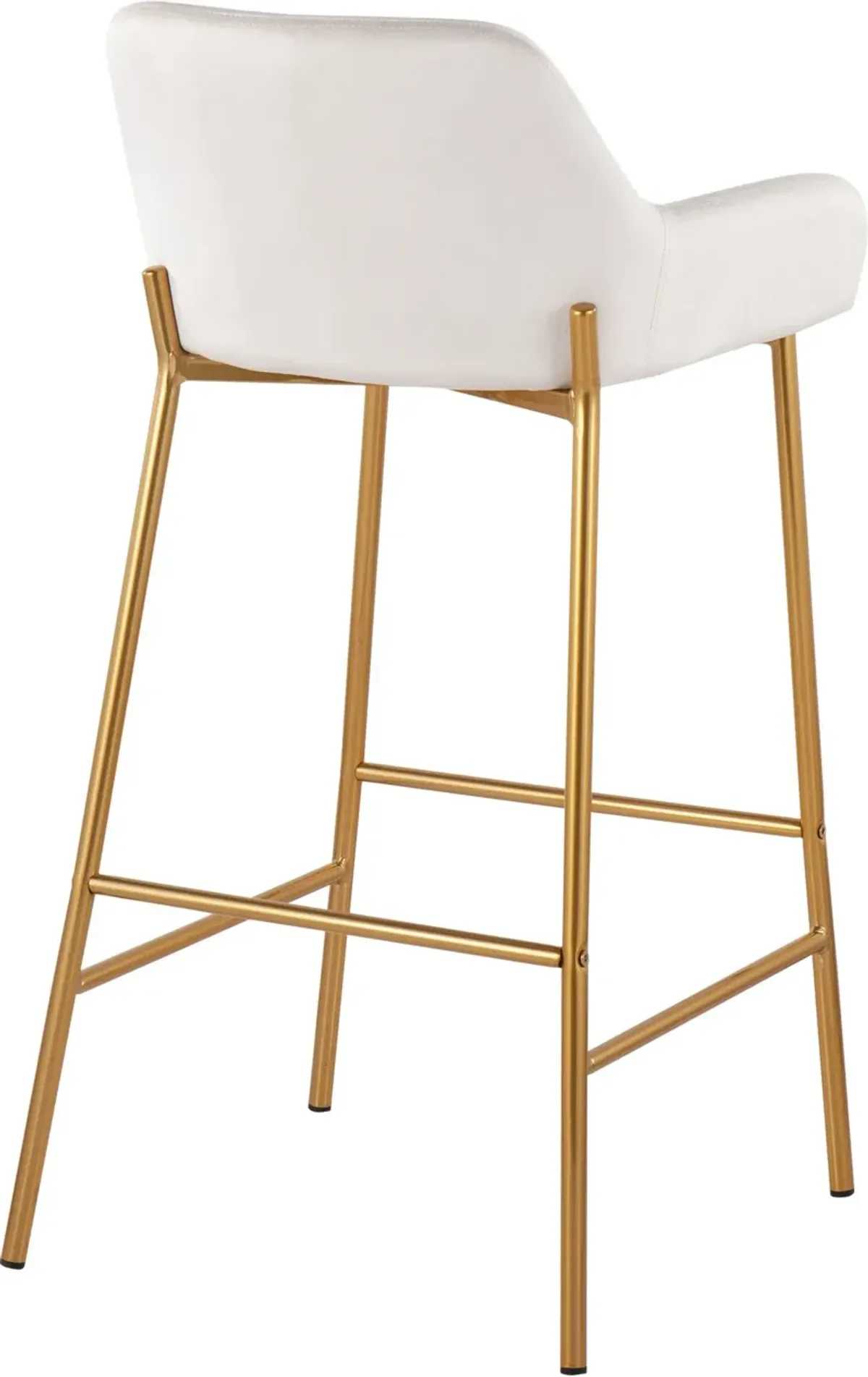 Prague Set of 2 Velvet Bar Stools - Gold/White