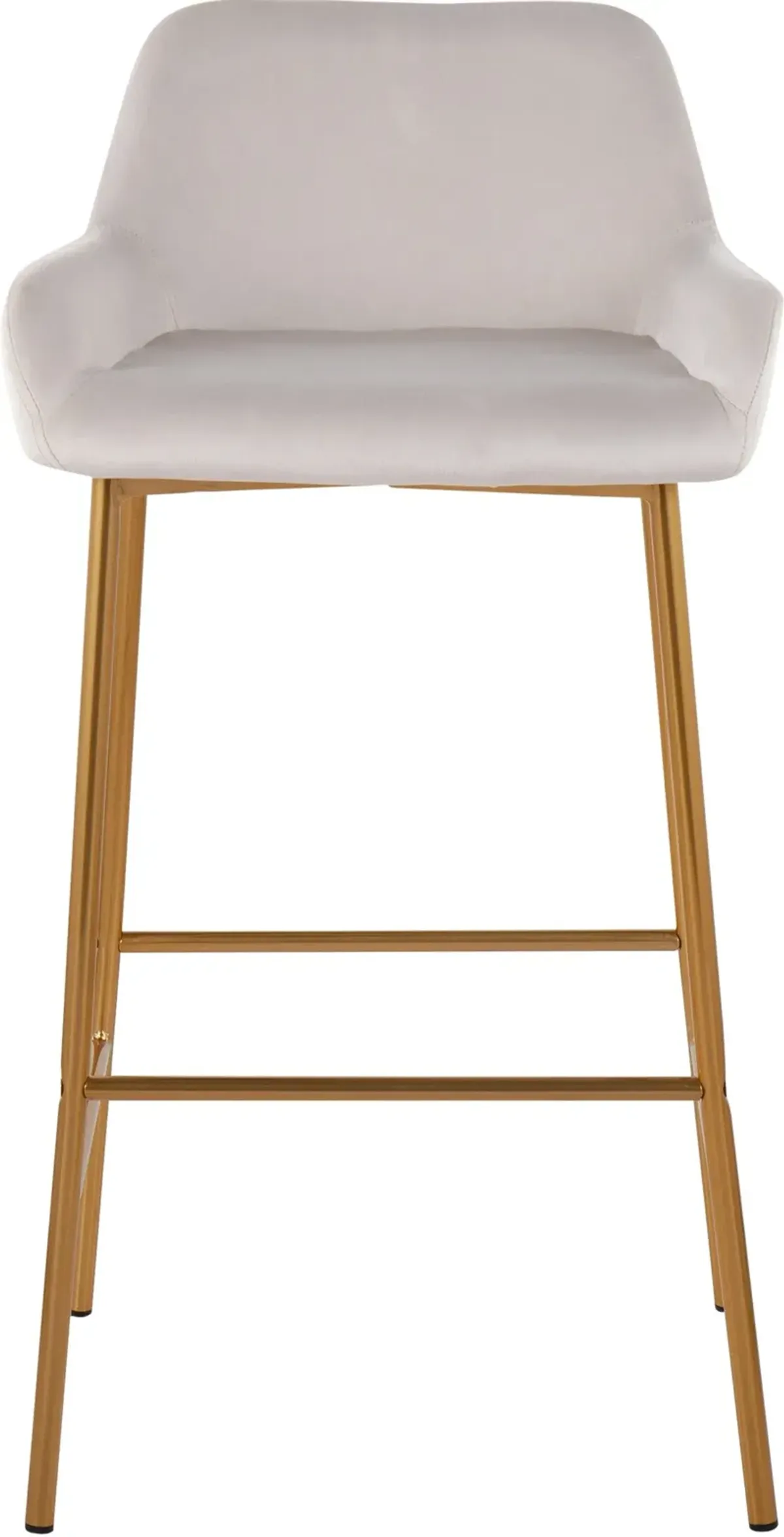 Prague Set of 2 Velvet Bar Stools - Gold/White