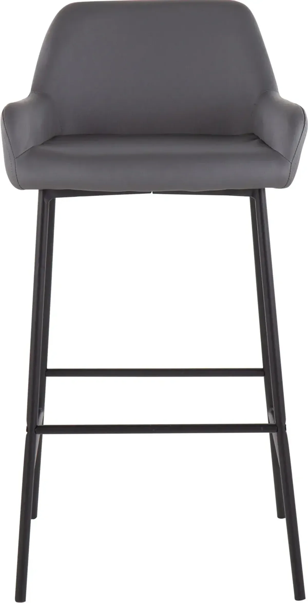 Prague Set of 2 Vegan Leather Bar Stools - Black/Gray