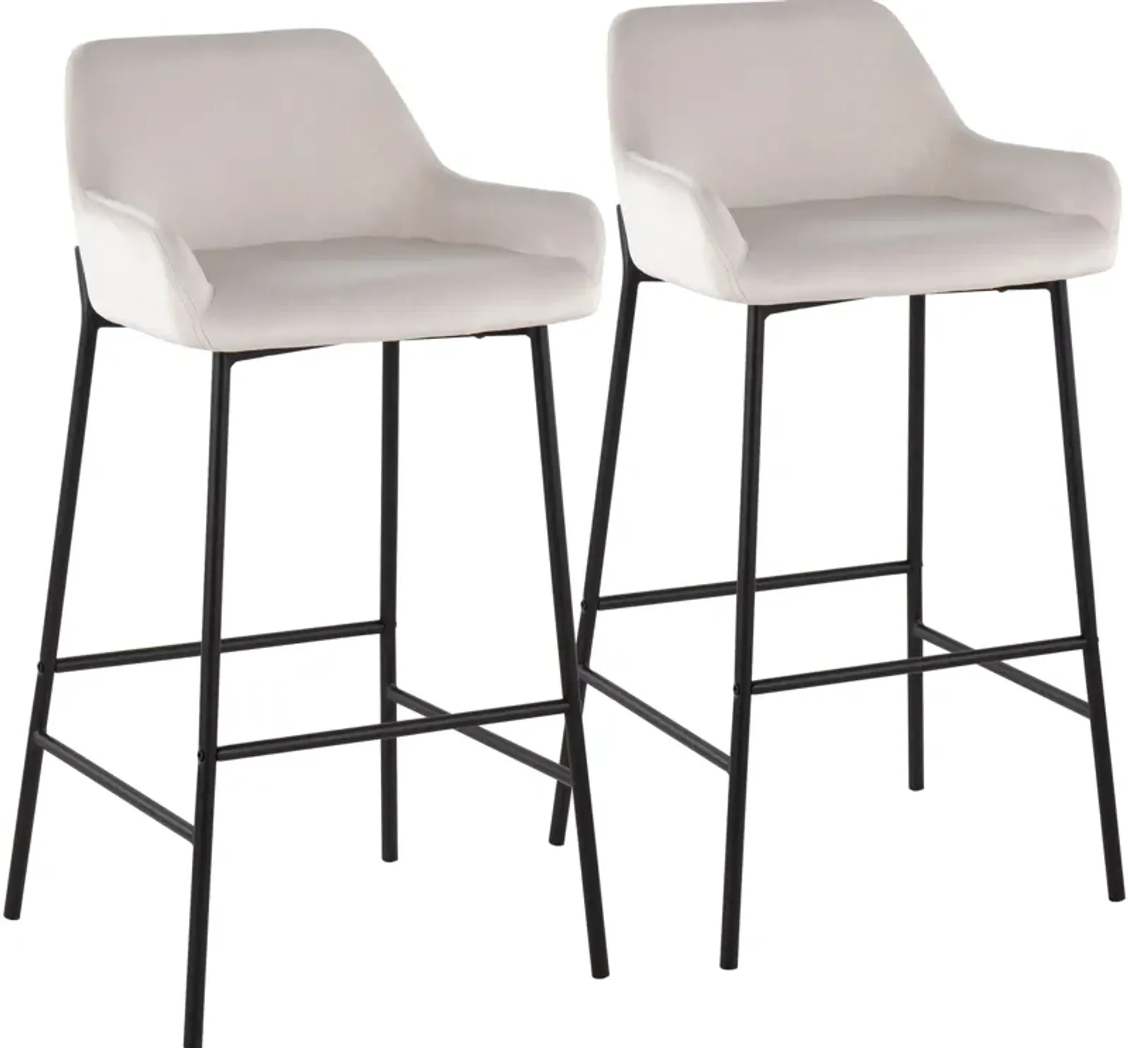 Prague Set of 2 Velvet Bar Stools - Black/White