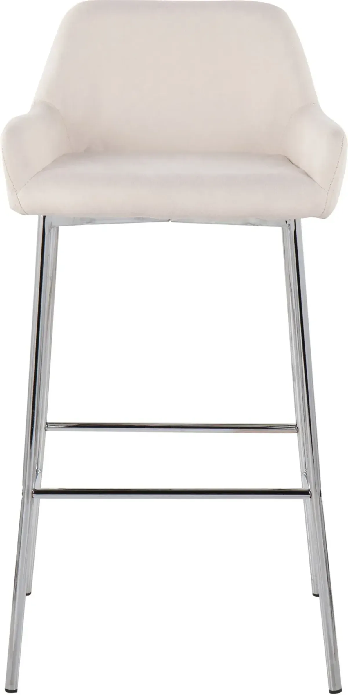 Prague Set of 2 Bar Stools - Chrome/Cream