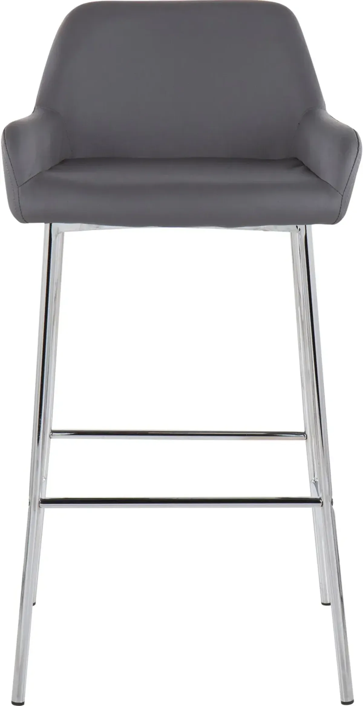 Prague Set of 2 Vegan Leather Bar Stools - Chrome/Gray