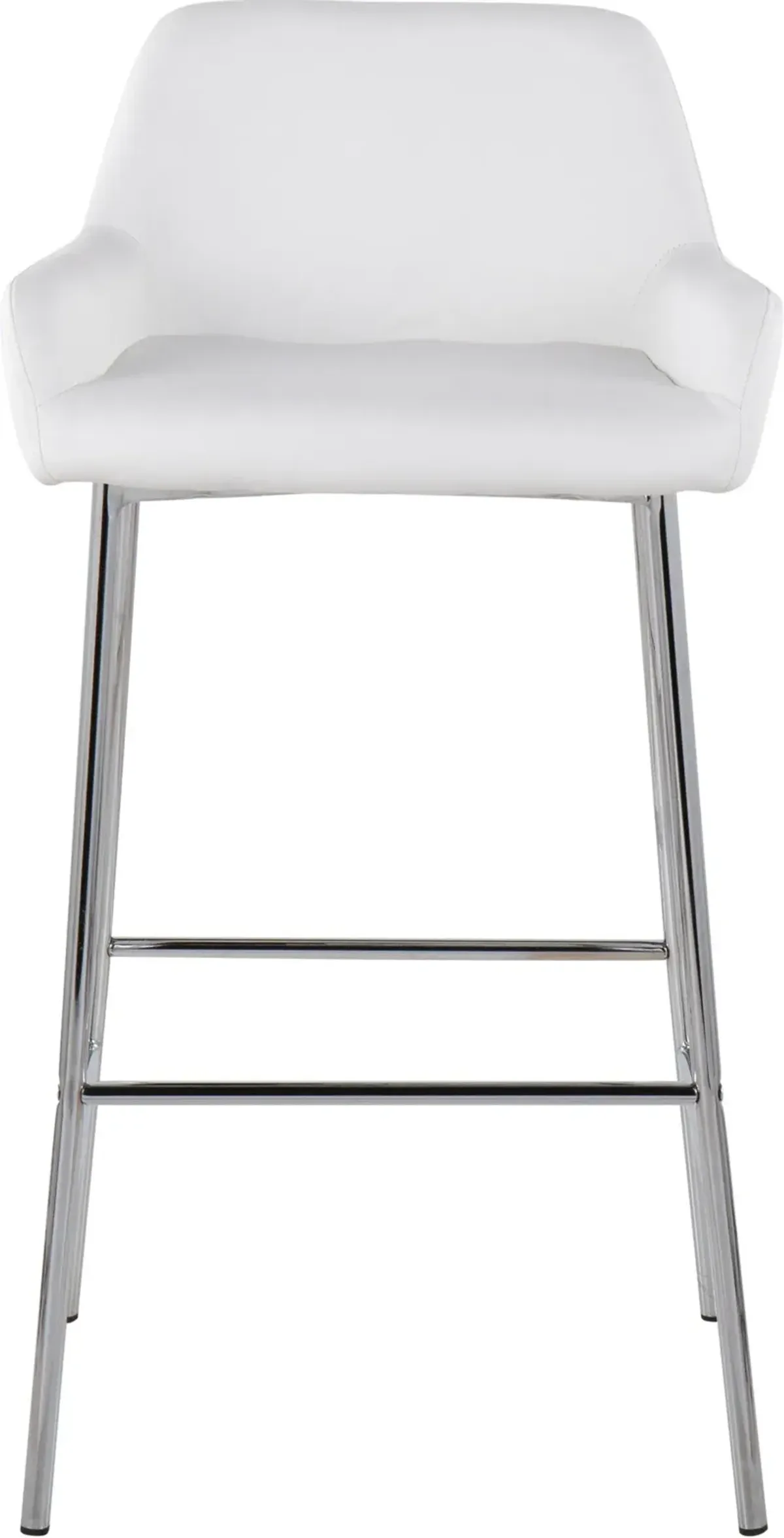 Prague Set of 2 Vegan Leather Bar Stools - Chrome/White