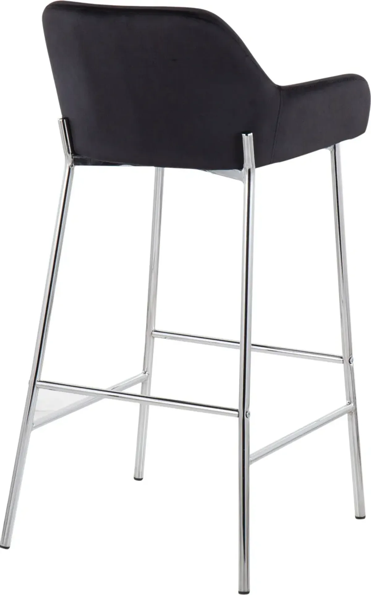 Prague Set of 2 Velvet Bar Stools - Chrome/Black