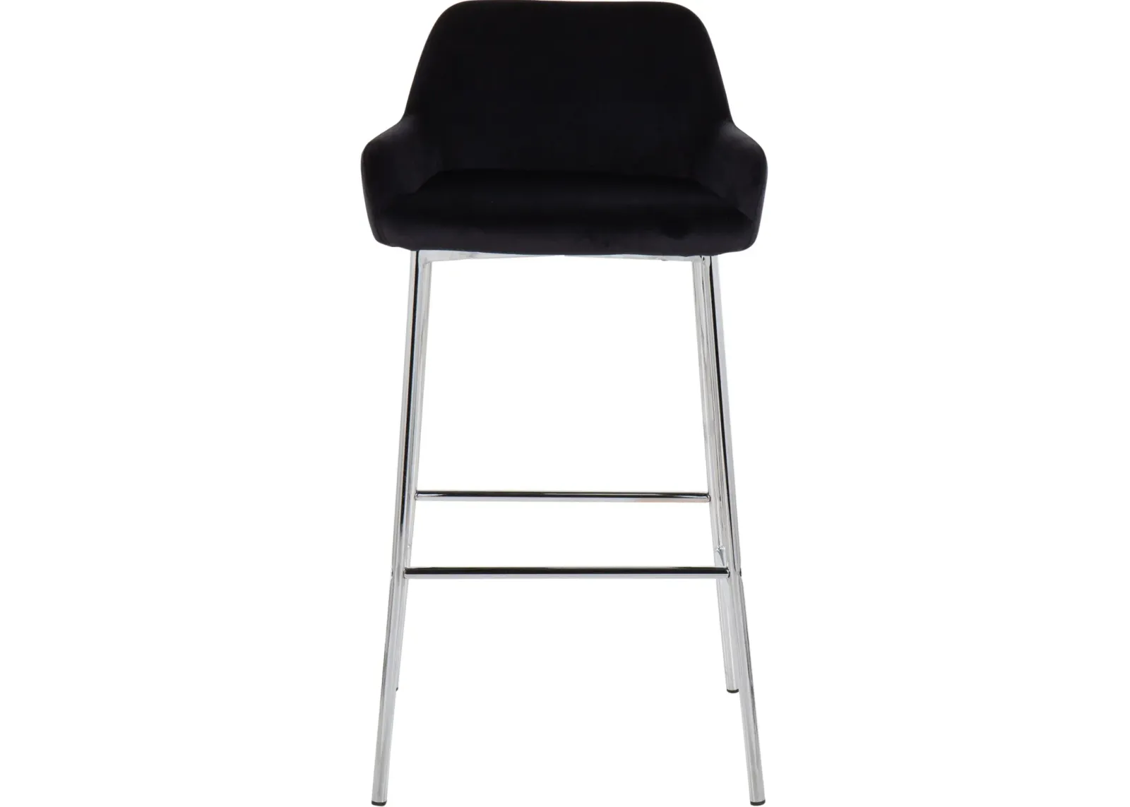 Prague Set of 2 Velvet Bar Stools - Chrome/Black