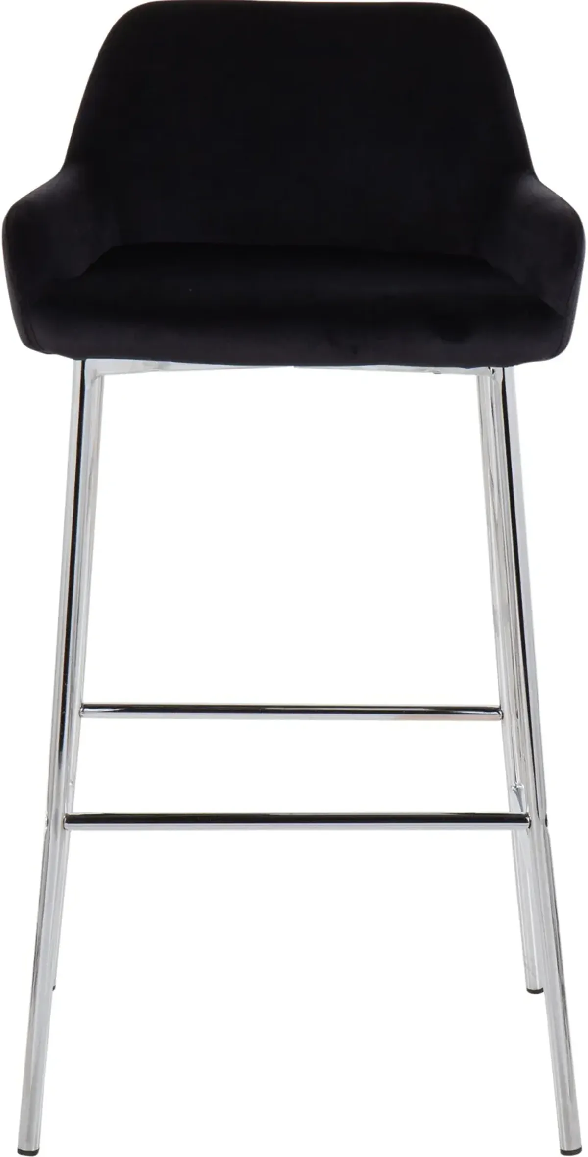 Prague Set of 2 Velvet Bar Stools - Chrome/Black