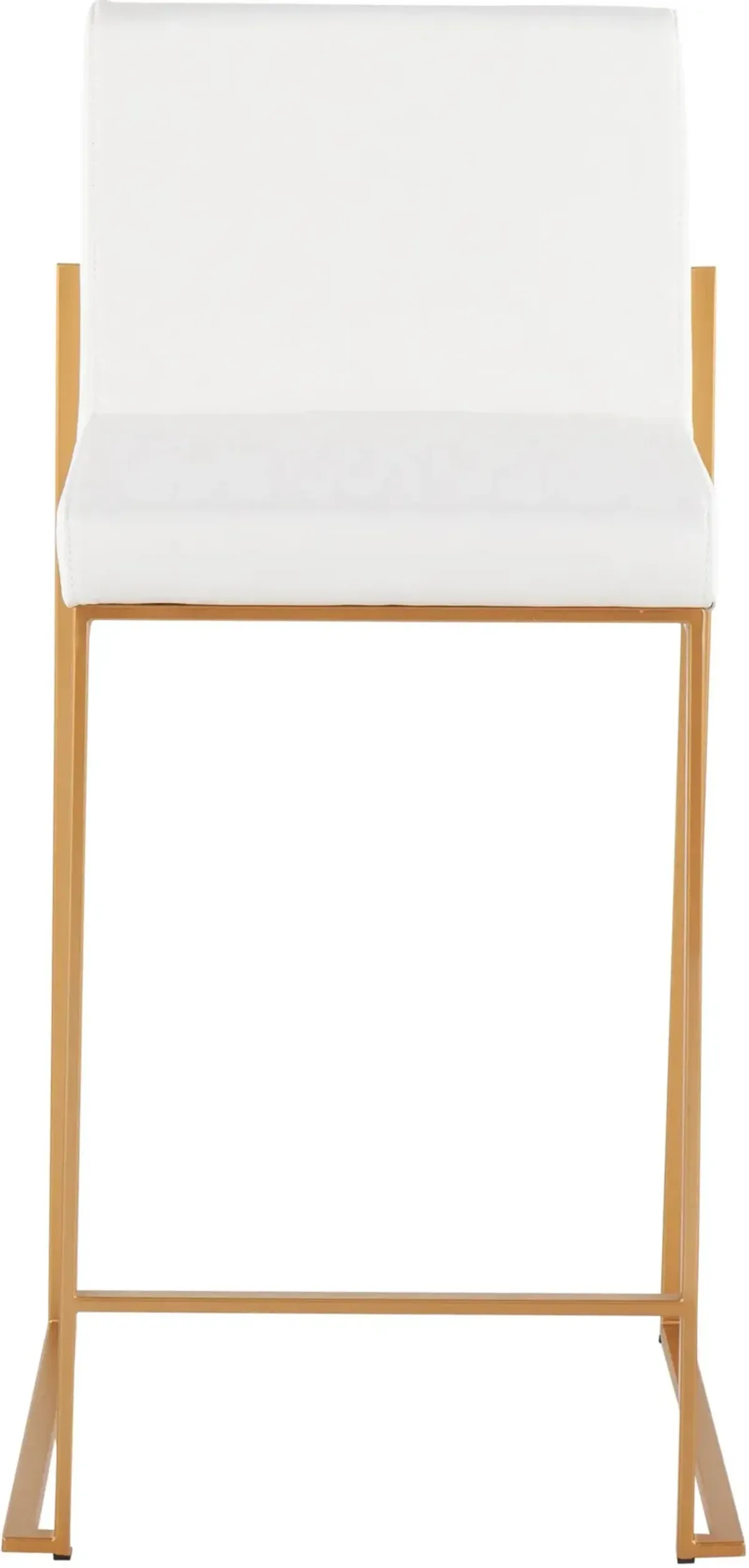 Reine Set of 2 Vegan Leather Counter-Height Stools - Gold/White