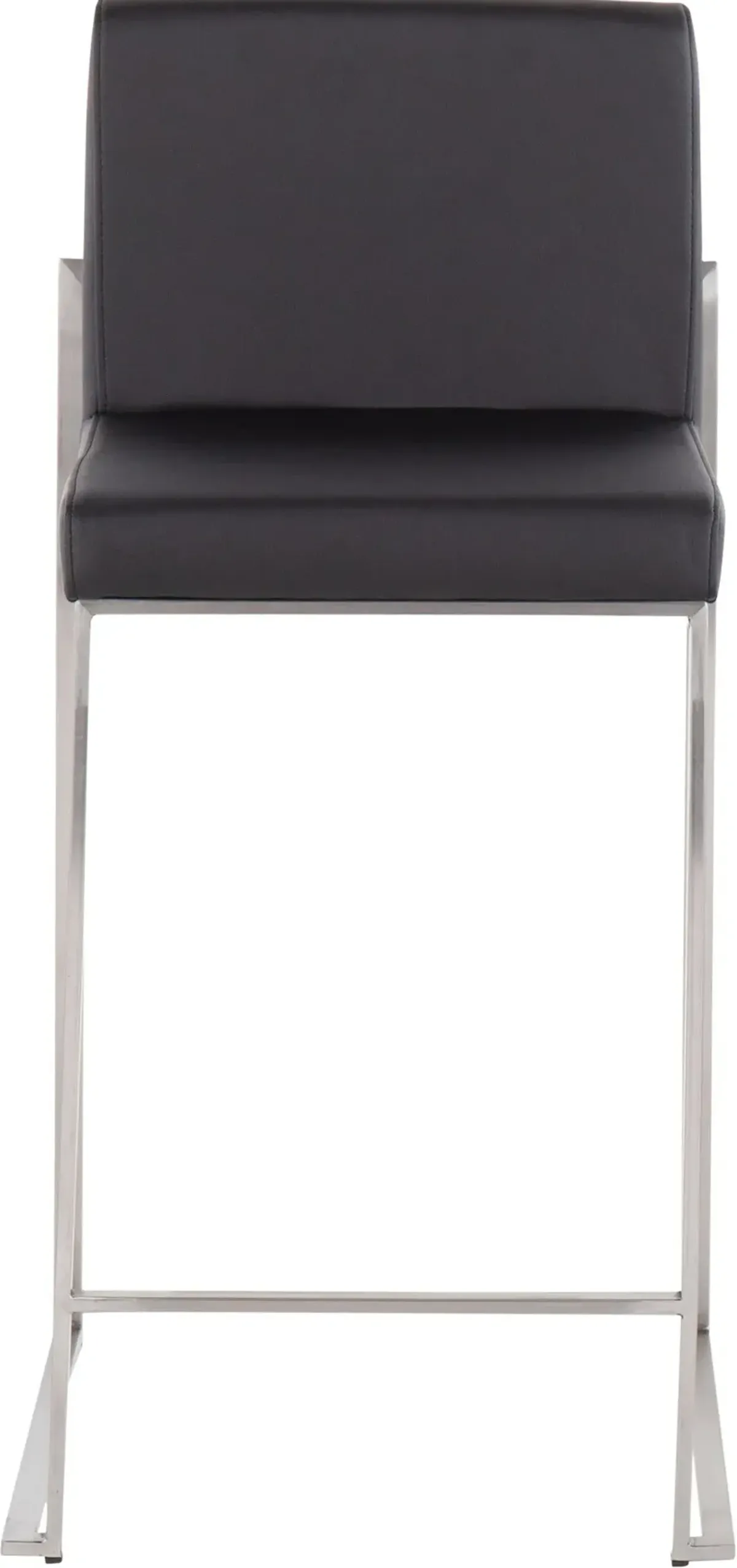 Reine Set of 2 Vegan Leather Counter-Height Stools - Stainless Steel/Black