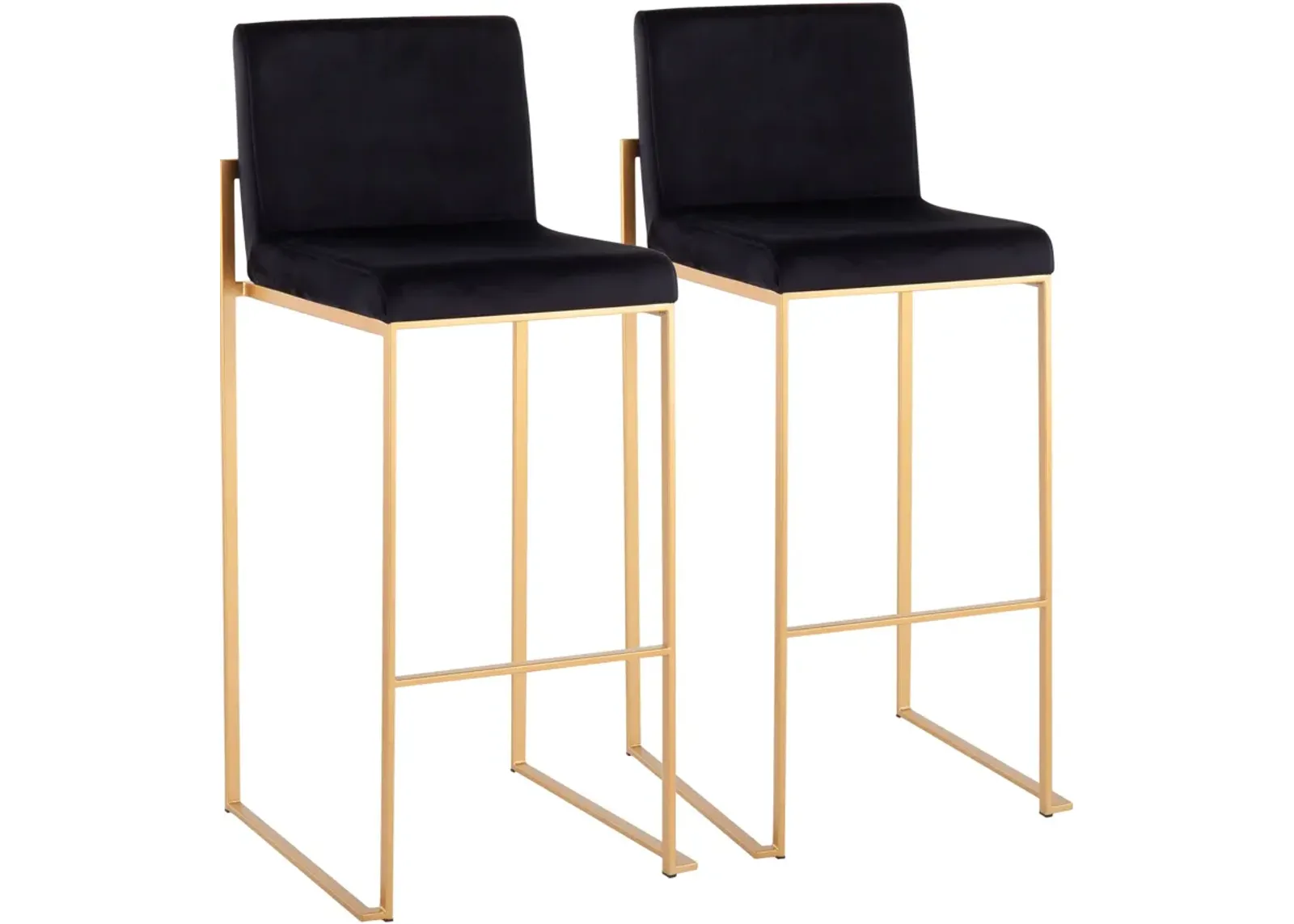 Reine Set of 2 Velvet Bar Stools - Gold/Black