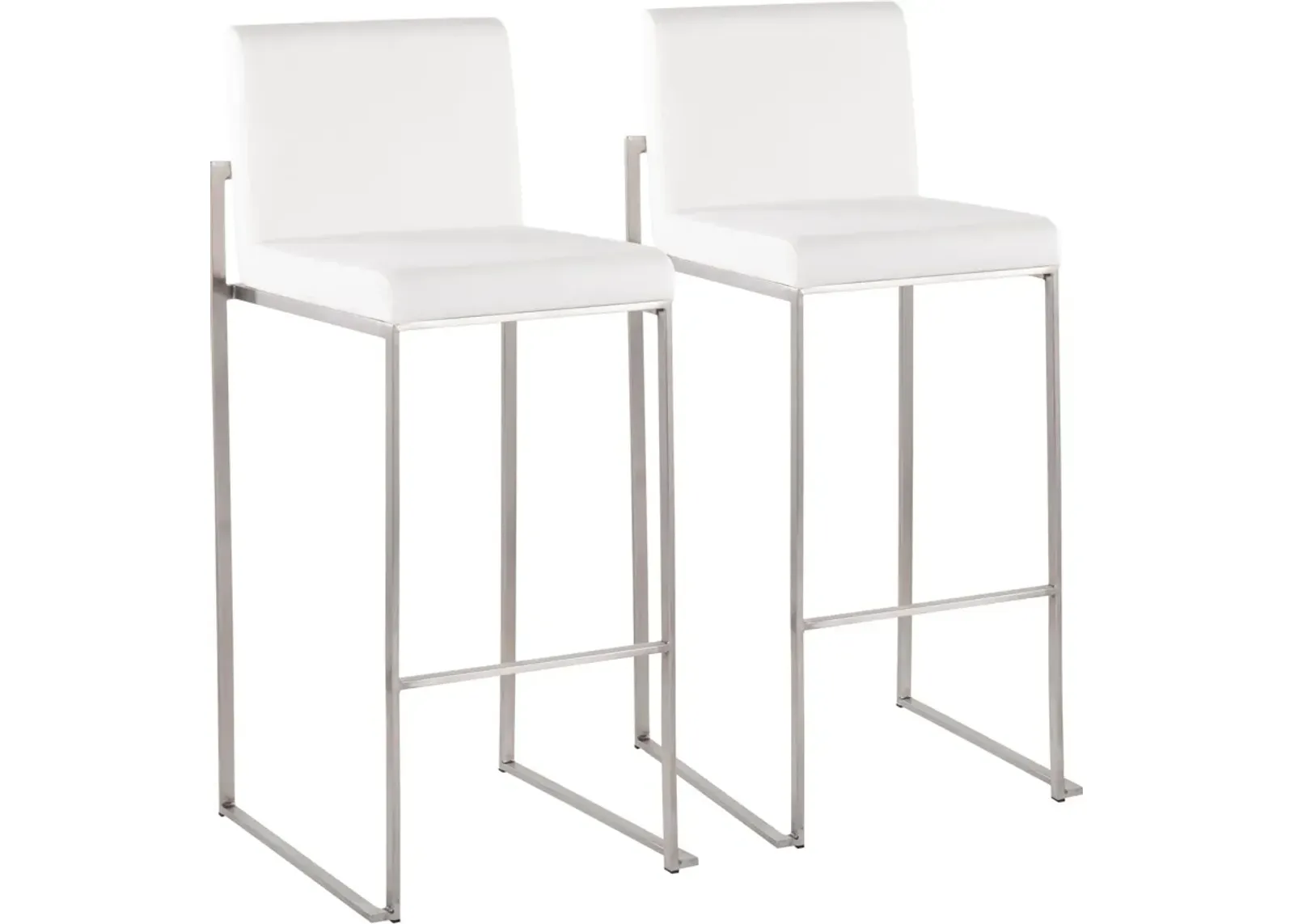 Reine Set of 2 Velvet Bar Stools - Stainless Steel/White