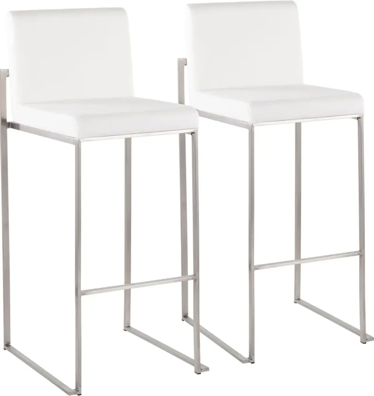 Reine Set of 2 Velvet Bar Stools - Stainless Steel/White