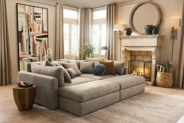 Haven Foam Comfort 2-Piece Media Sofa and 2 Ottomans -  Mason Flint