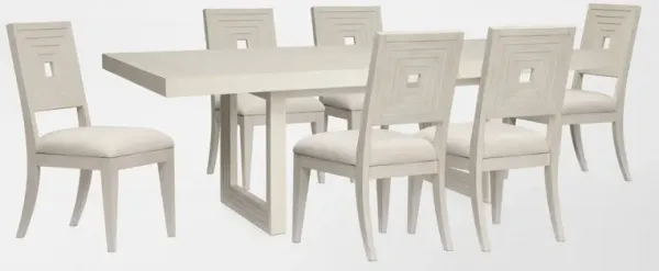 Arielle Extendable Dining Table and 6 Side Chairs - Parchment