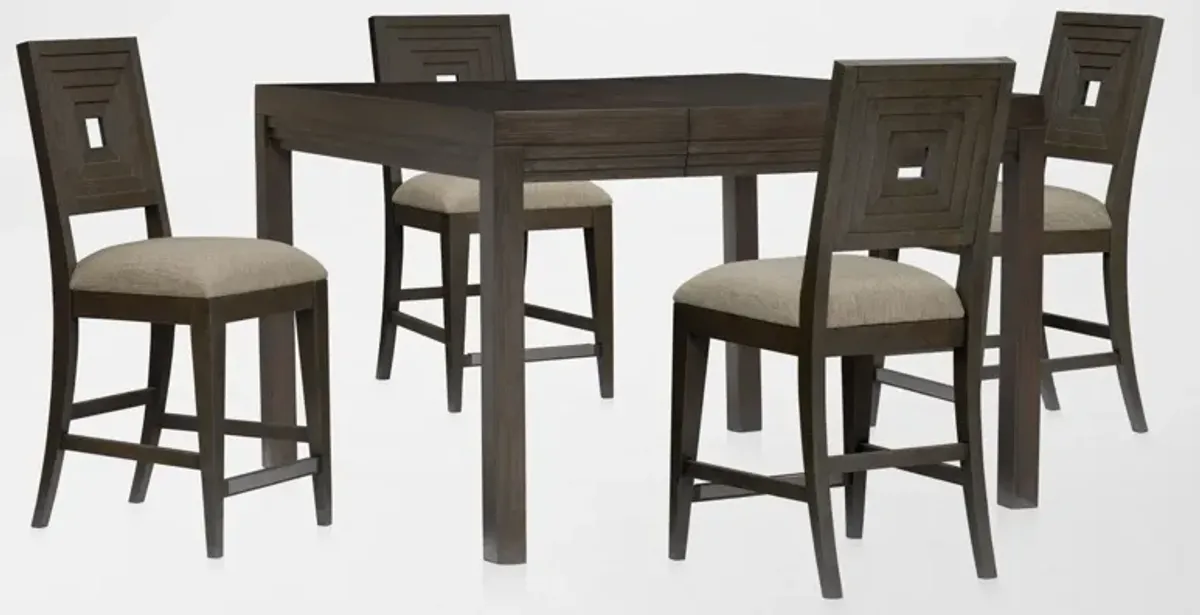 Arielle Counter-Height Extendable Dining Table and 4 Counter-Height Stools - Tobacco