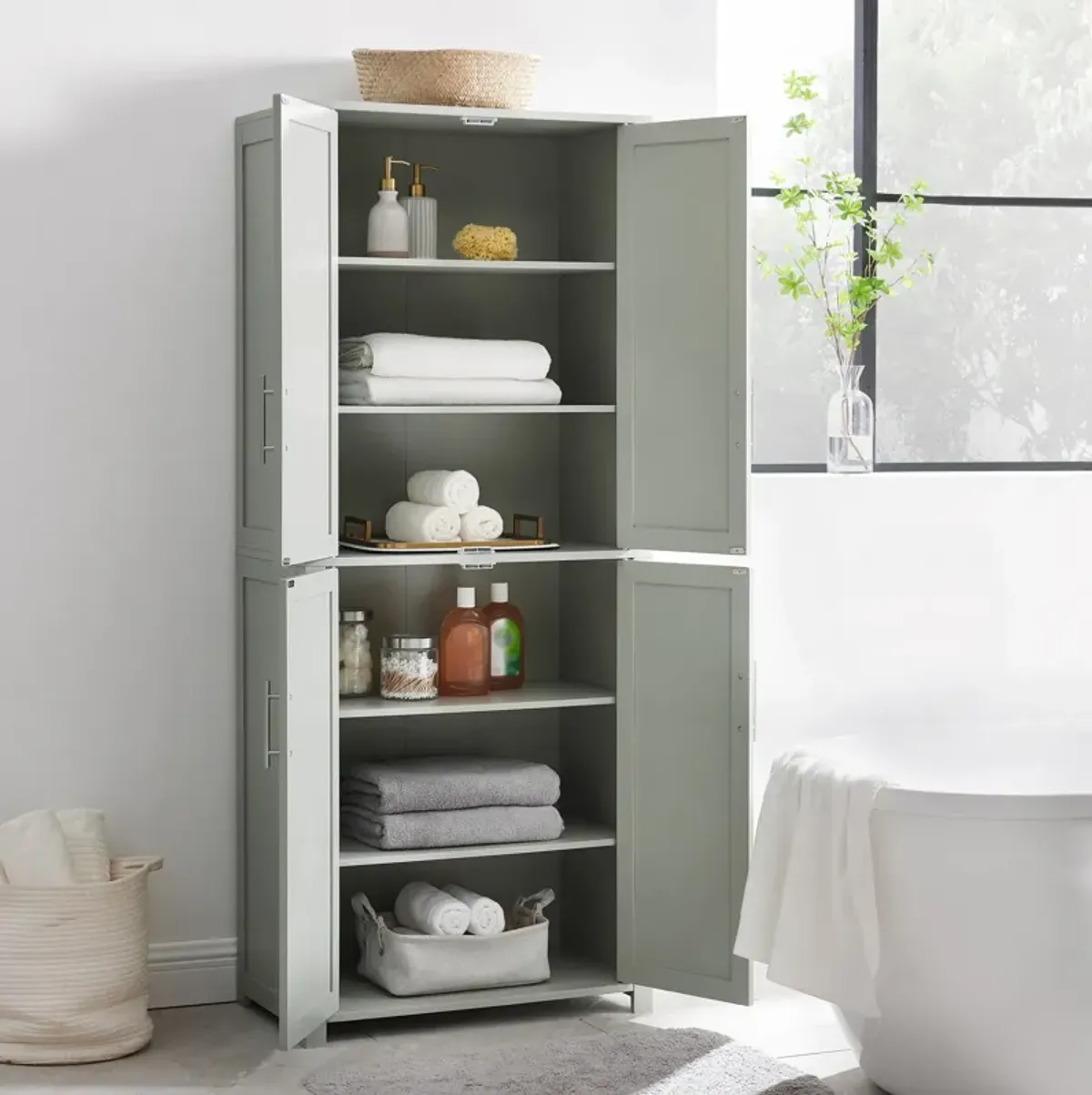 Rylan Tall Pantry - Gray