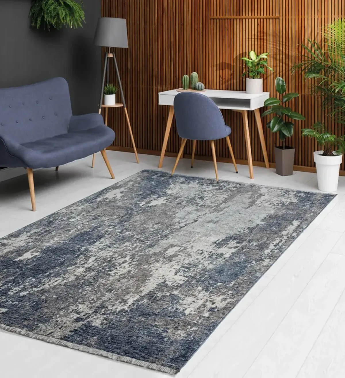 Neptune 5'3"X7'6" Area Rug - Blue/Gray